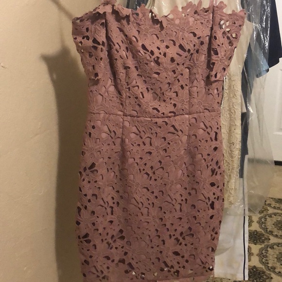 NWT- Design Lab Mauve Lace Dress off the shoulder - Picture 1 of 8